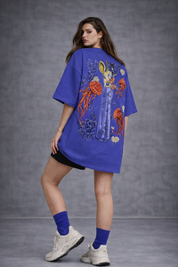 Mystic Deer Oversized Tee – Royal Blue